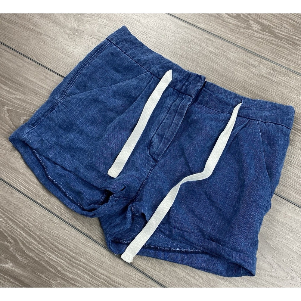 Wilfred Aritzia Women's Waist‎ Tie Linen Blend Casual Shorts Blue Size 4
